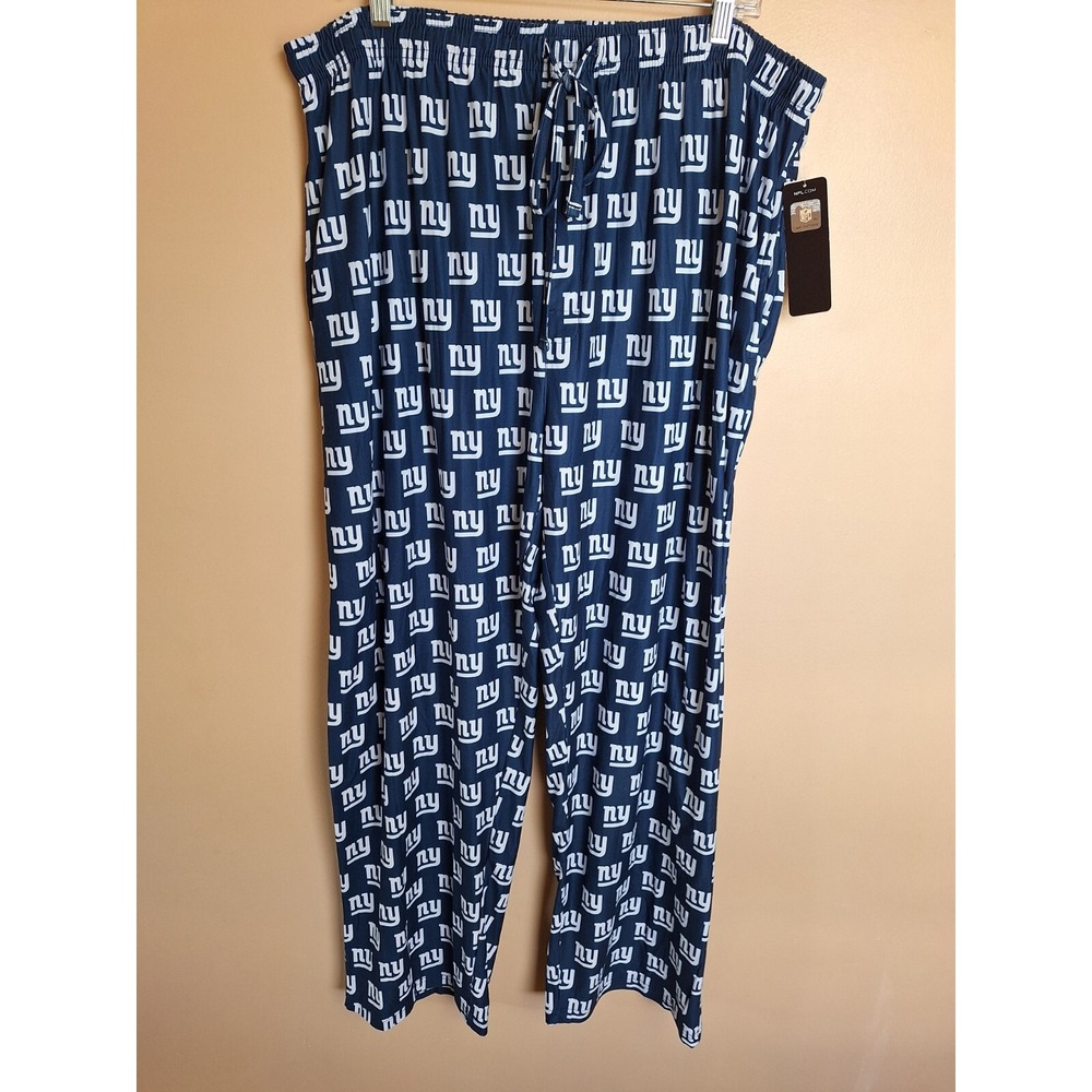 NFL Team Apparel Mens 2XL  NY GAINTS Navy Blue Novelty Print Pjs Athlesier Pants